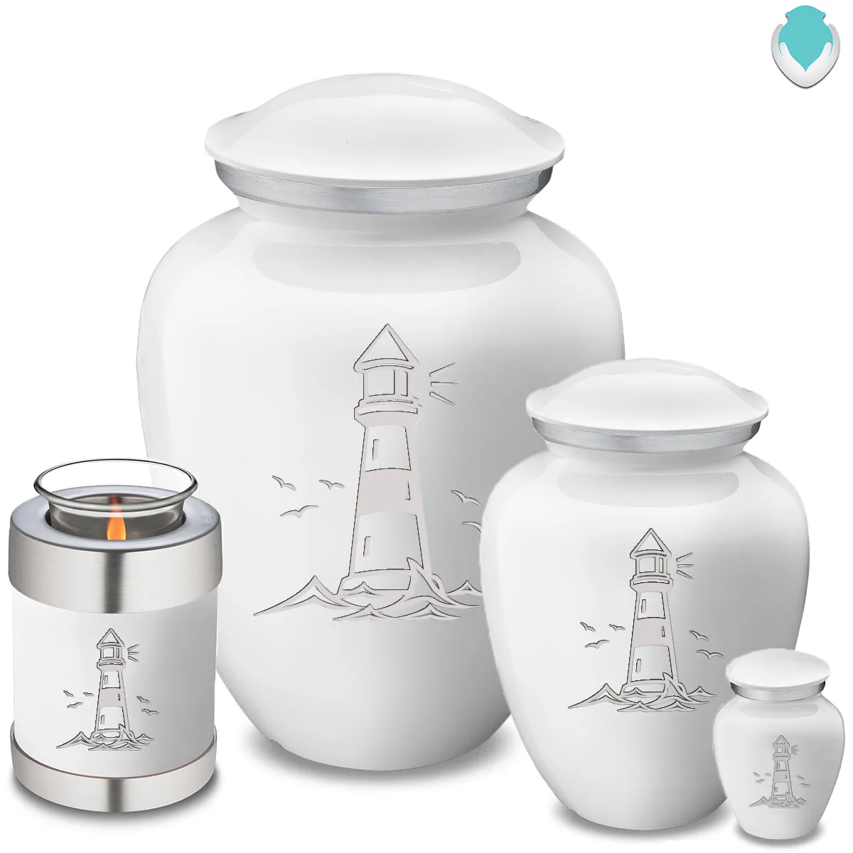 Adult Embrace White Lighthouse Cremation Urn