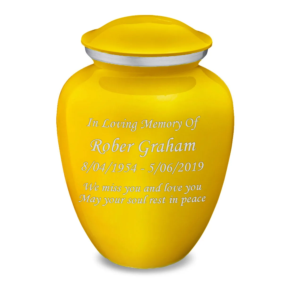 Adult Embrace Yellow Custom Engraved Cremation Urn