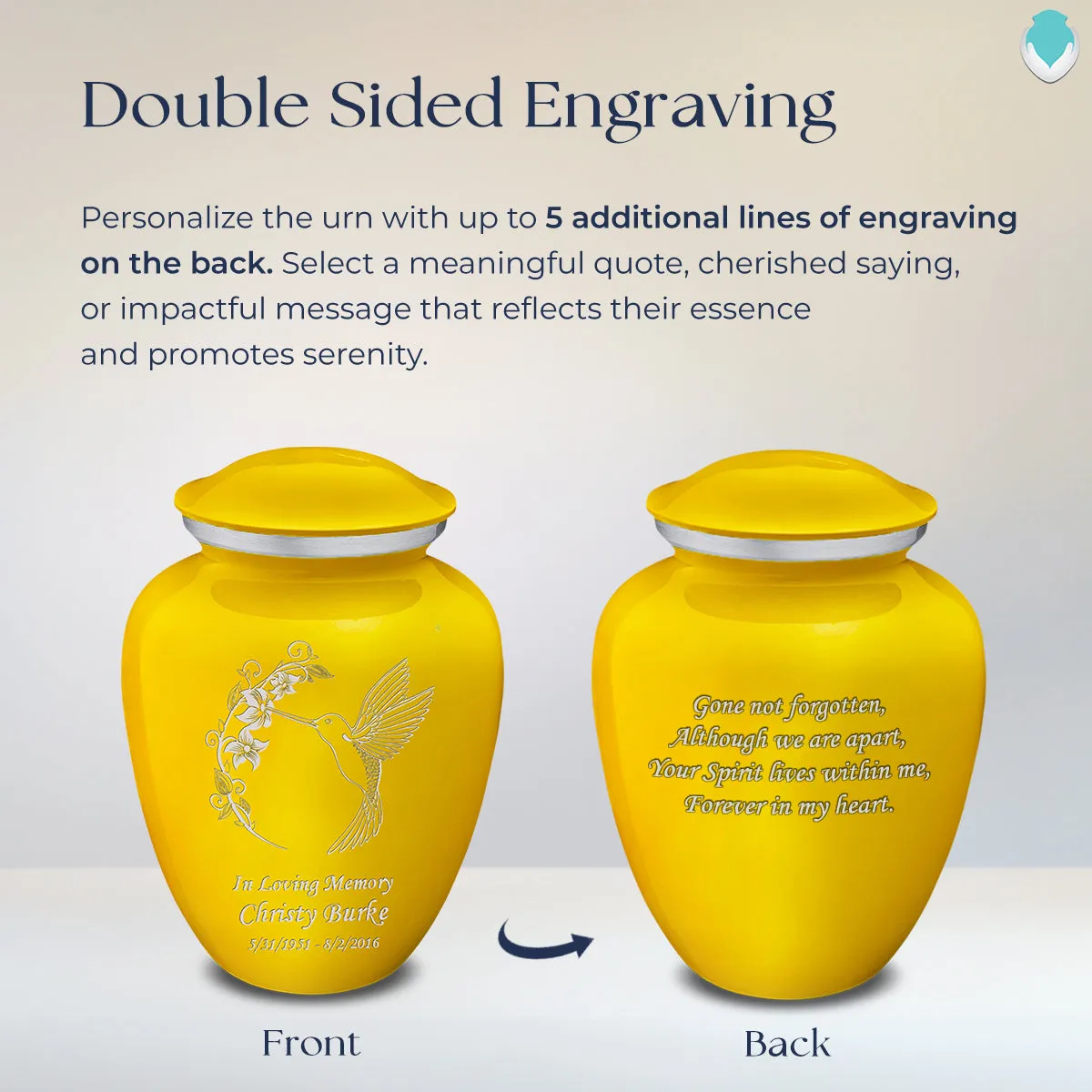 Adult Embrace Yellow Hummingbird Cremation Urn