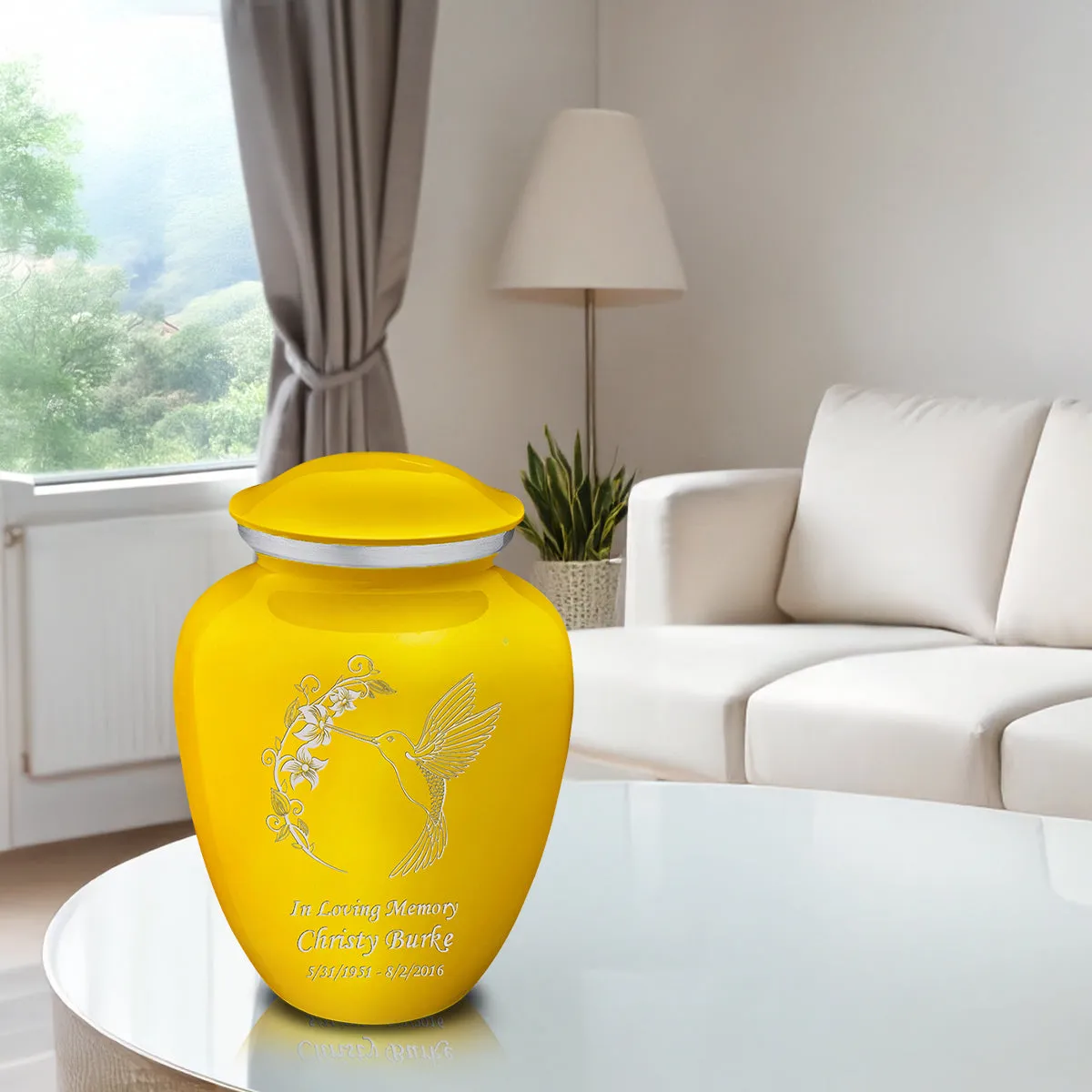 Adult Embrace Yellow Hummingbird Cremation Urn