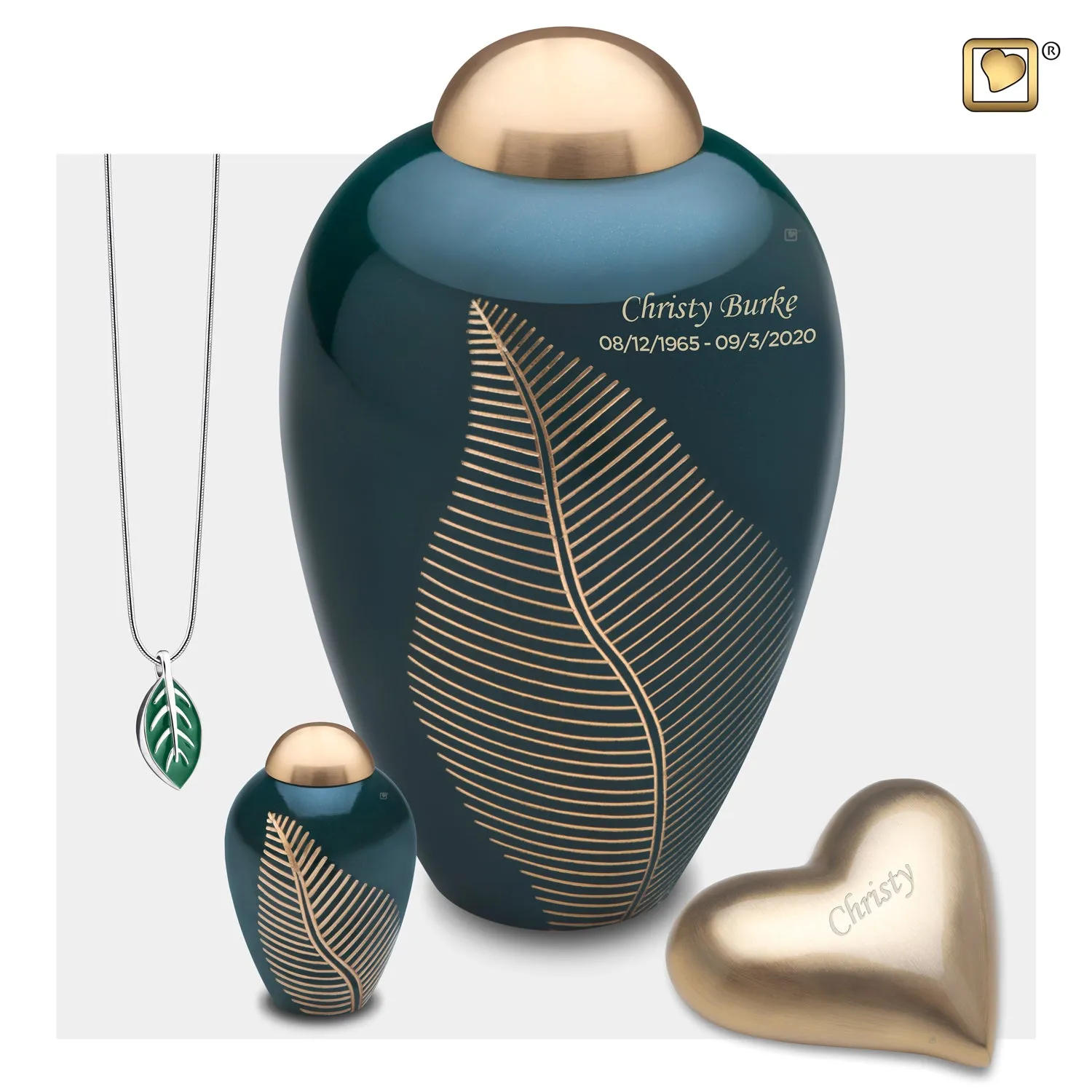 Adult Emerald Leaf Cremation Urn - COMFORT by LoveUrns