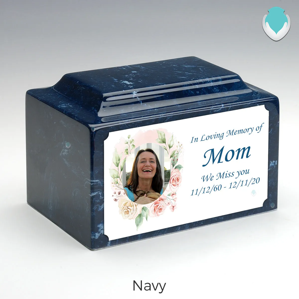 Adult Legacy Custom Printed Flower Photo Frame Cultured Marble Urns by MacKenzie