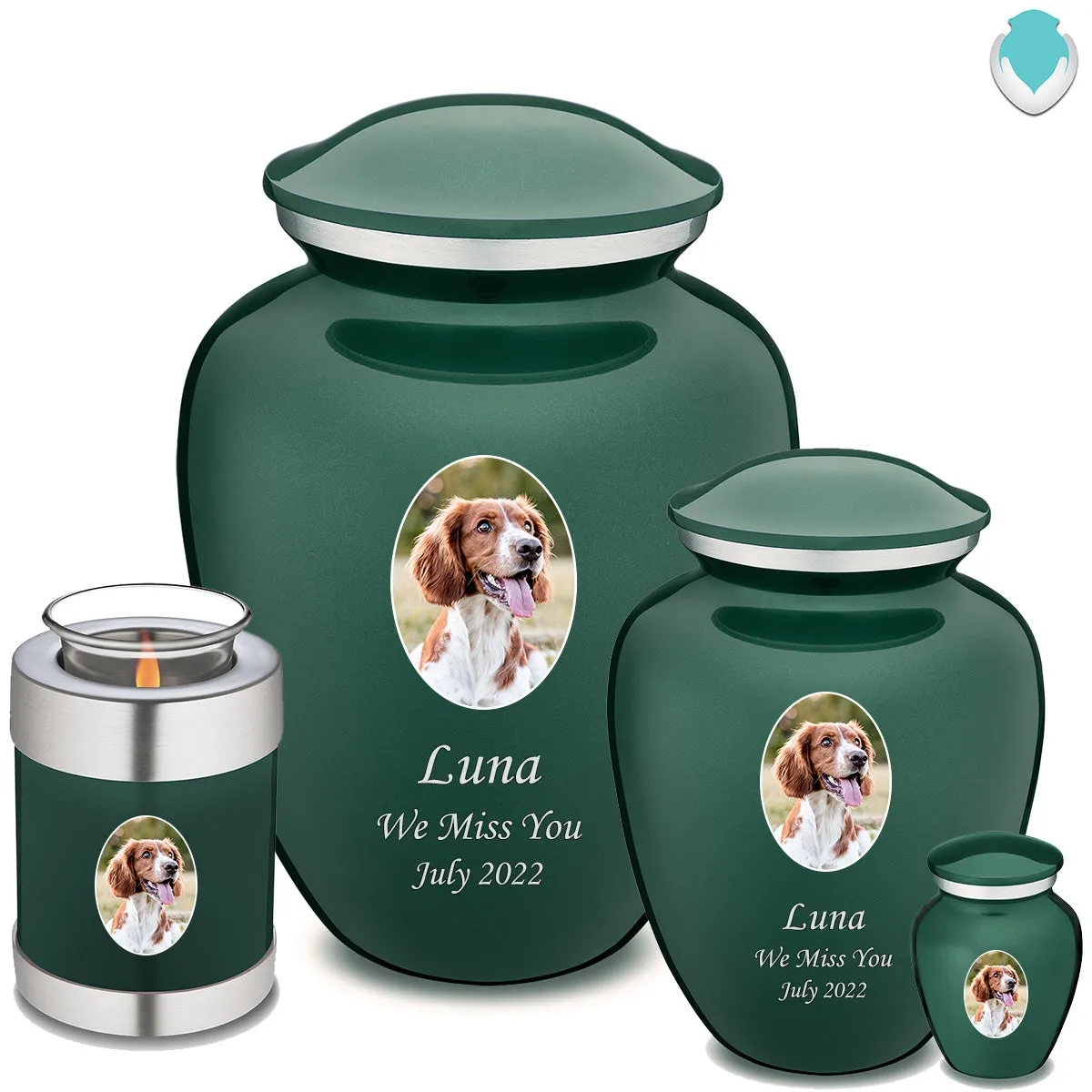 Adult Pet Embrace Green Portrait Cremation Urn