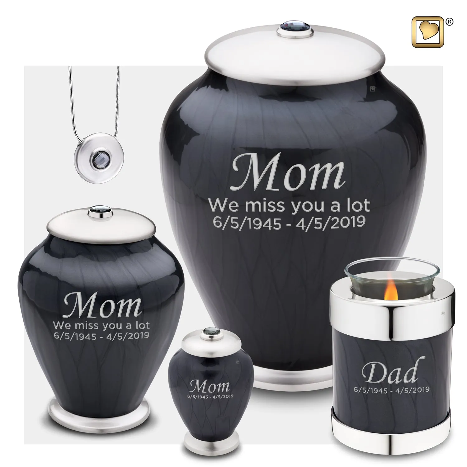 Adult Tall Simplicity Midnight Pearl Cremation Urn - COMFORT by LoveUrns