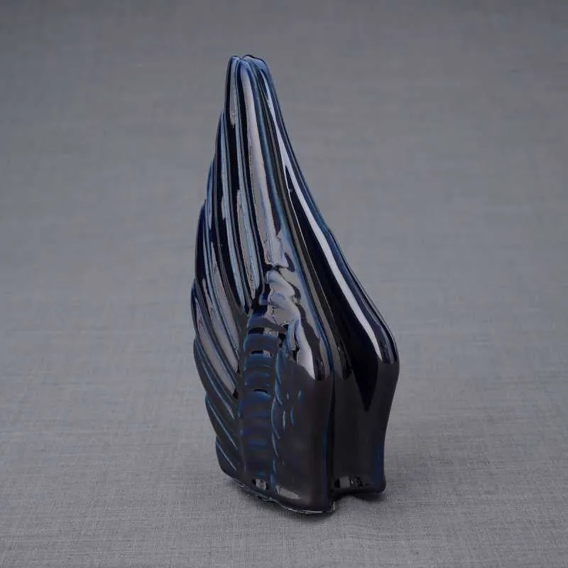 Angel Wings Sculpture Ceramic Cremation Urn in Cobalt Blue - Small Sharing Keepsake Urn