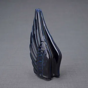 Angel Wings Sculpture Ceramic Cremation Urn in Cobalt Blue - Small Sharing Keepsake Urn