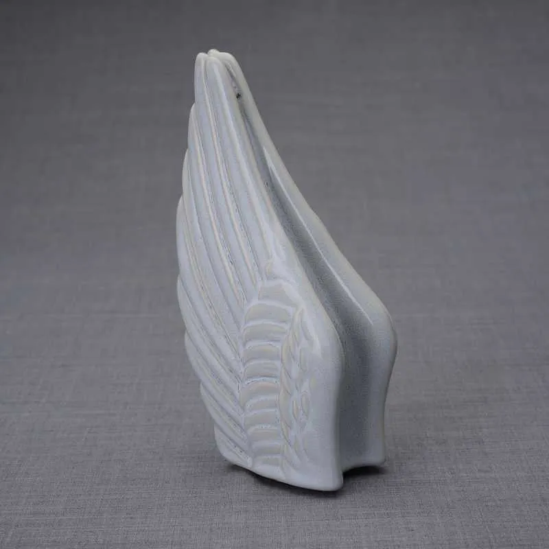 Angel Wings Sculpture Ceramic Cremation Urn in Grey Melange - Small Sharing Keepsake Urn