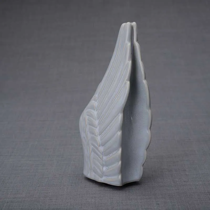 Angel Wings Sculpture Ceramic Cremation Urn in Grey Melange - Small Sharing Keepsake Urn