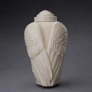 Angel Wings Sculpture Ceramic Cremation Urn in Transparent