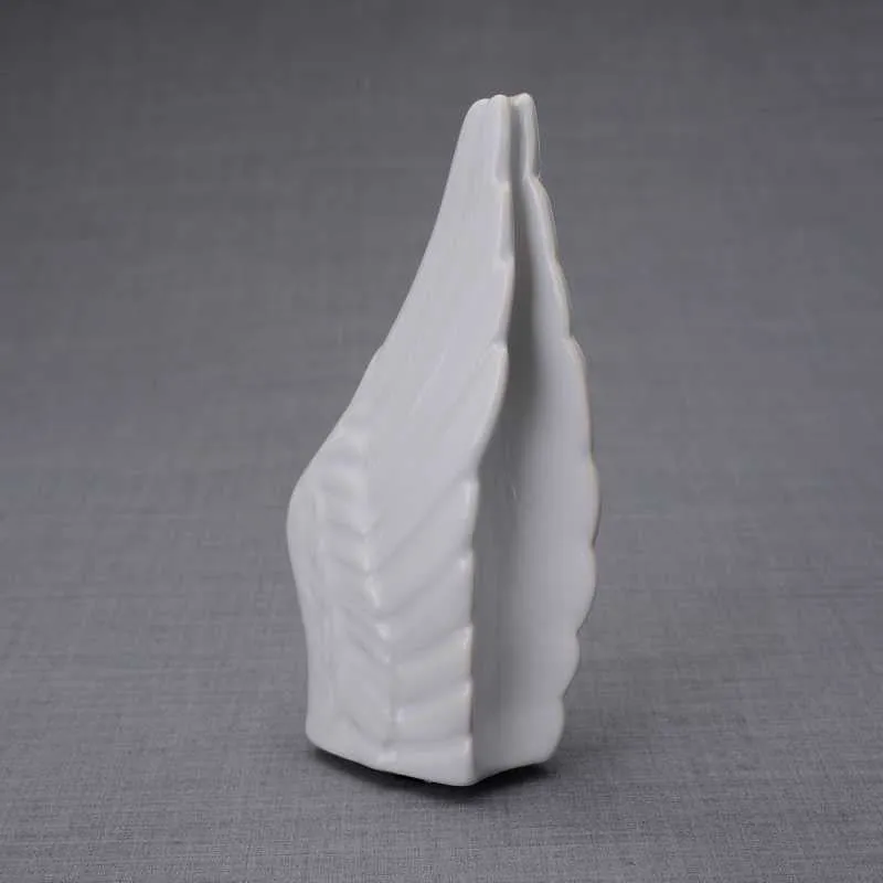 Angel Wings Sculpture Ceramic Cremation Urn in White - Small Sharing Keepsake Urn