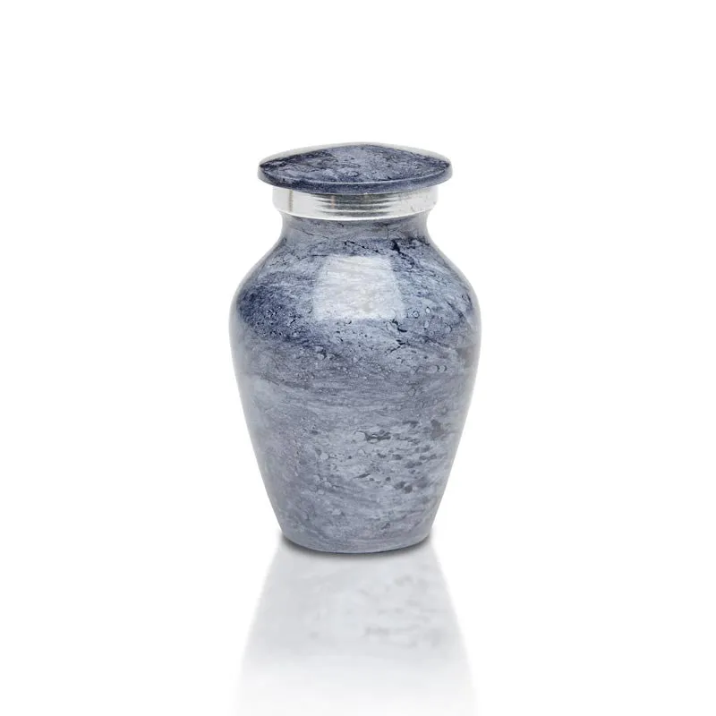 Artisan Blue-Gray Metal Cremation Urn