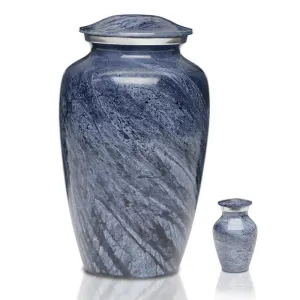 Artisan Blue-Gray Metal Cremation Urn