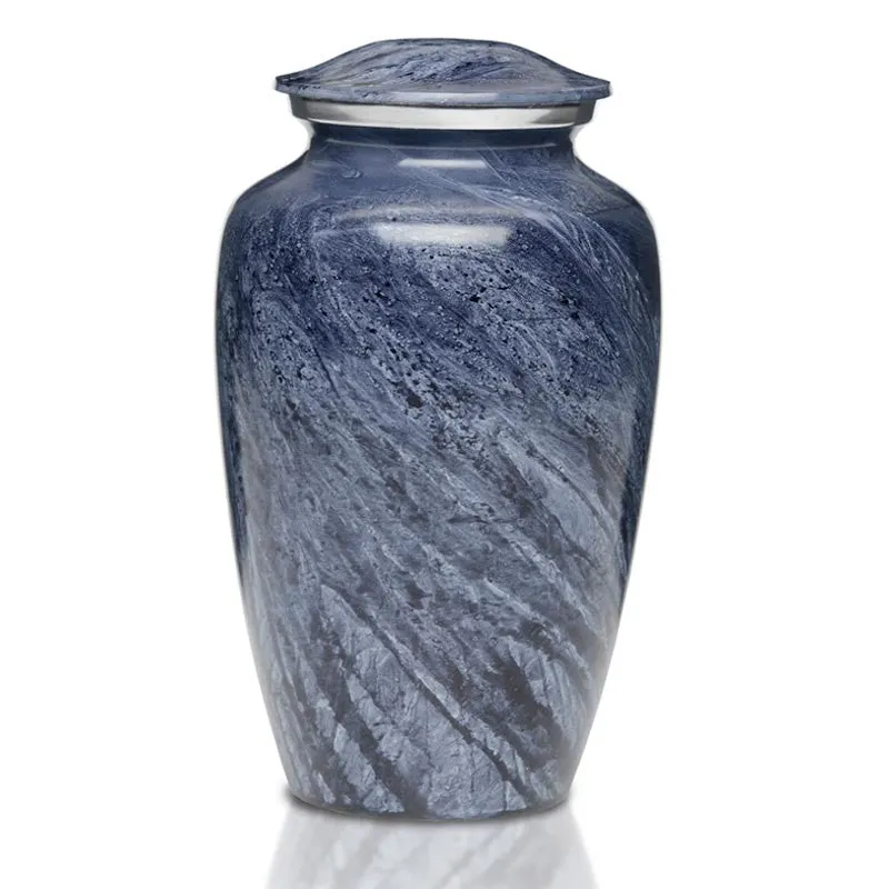 Artisan Blue-Gray Metal Cremation Urn