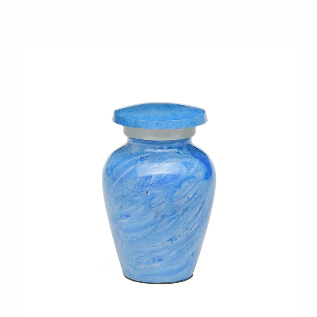 Artisan Blue Metal Cremation Urn