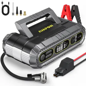 Avapow T09B Tire Inflator 150PSI Car Air Pump & Jump Starter