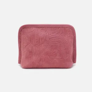Beauty Cosmetic Pouch In Tooled Embossed Leather - Mauve Tooled Emboss