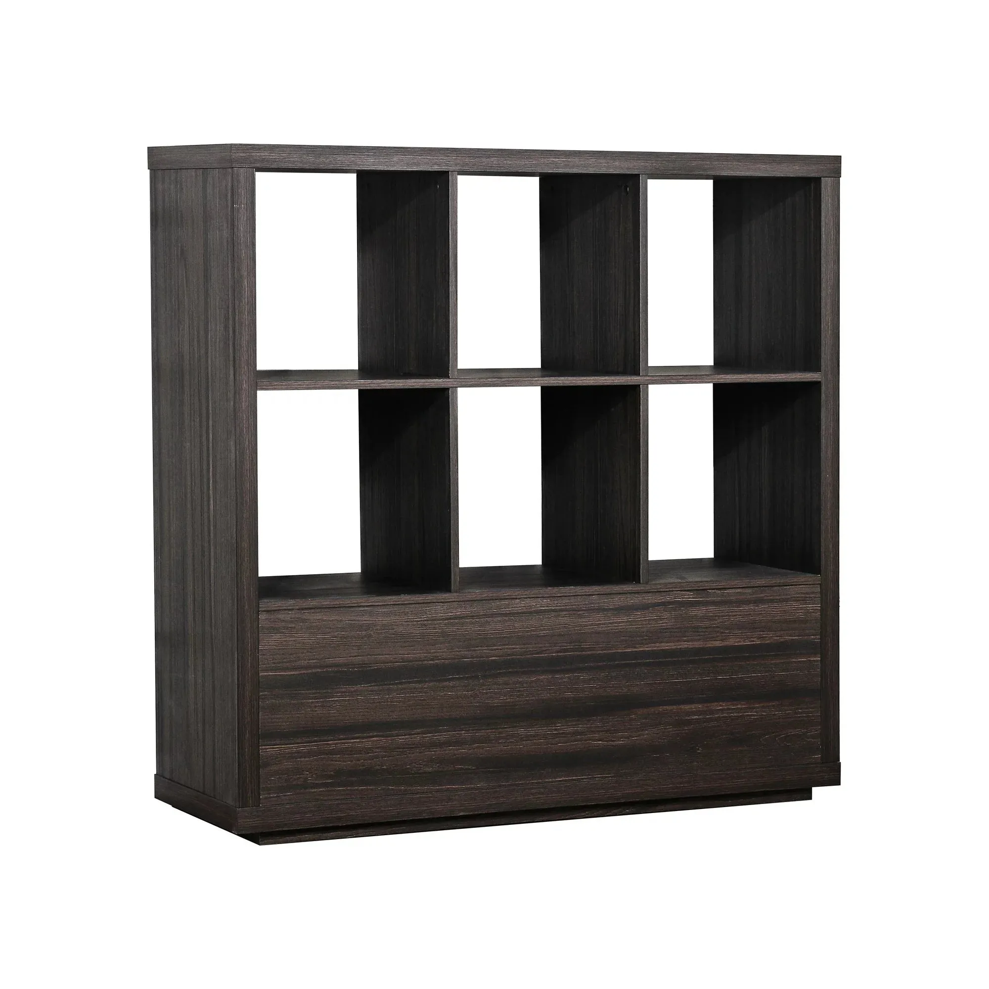 Better Homes & Gardens BHS336249972004 Steele 6 Cube Storage Bookcase Organizer With Drawers, Tobacco Oak