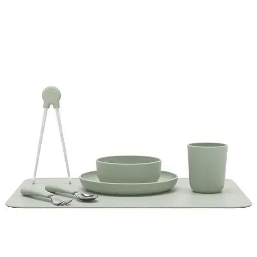 Big Bites Kids Dinnerware Full Set - Sage (7 Pieces)