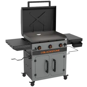 Blackstone 2418 Bronco 3-Burner 28" XL Omnivore Griddle with Dual Side Shelves and Cabinet