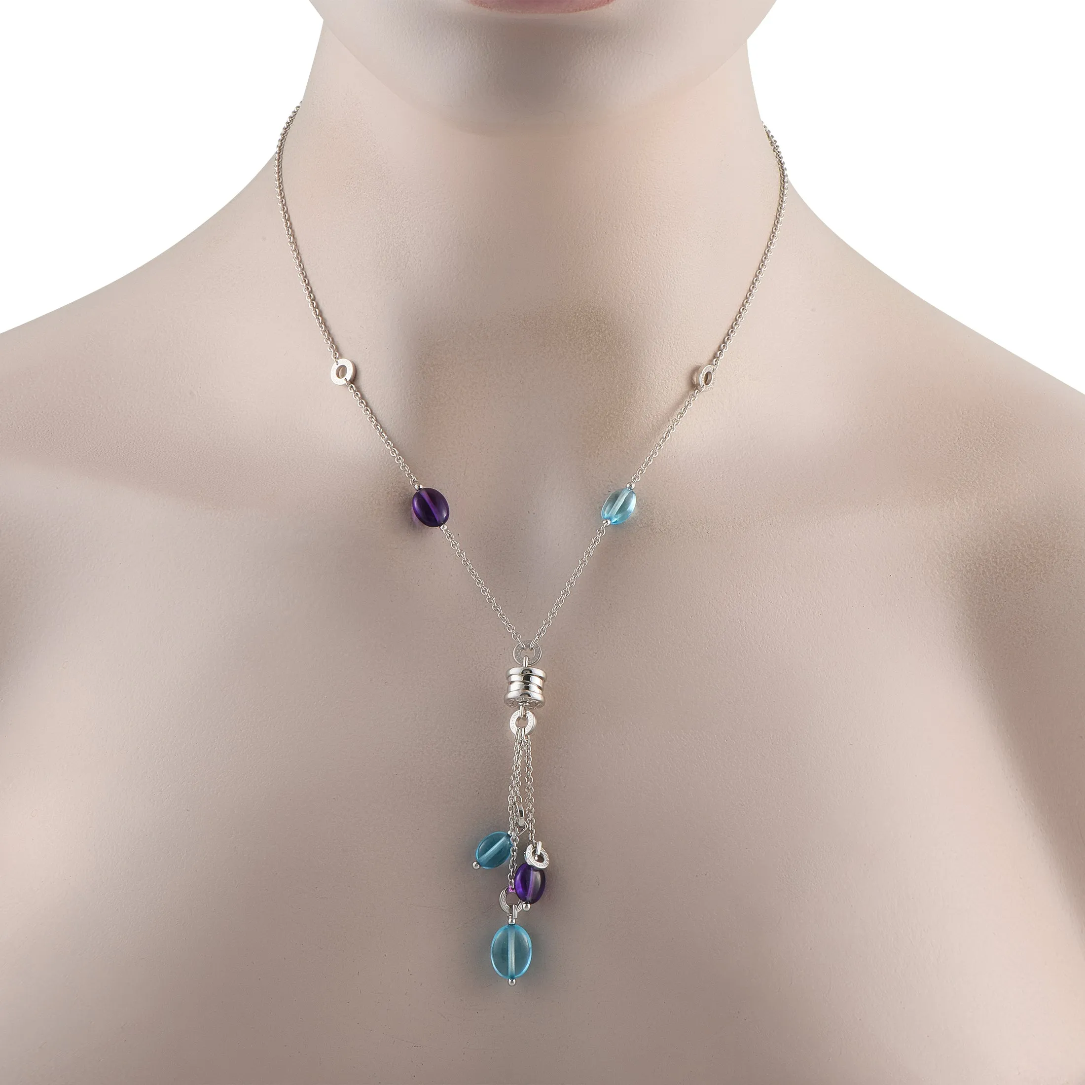 Bvlgari B.zero1 18K White Gold Multicolored Gemstone Necklace BV09-050525