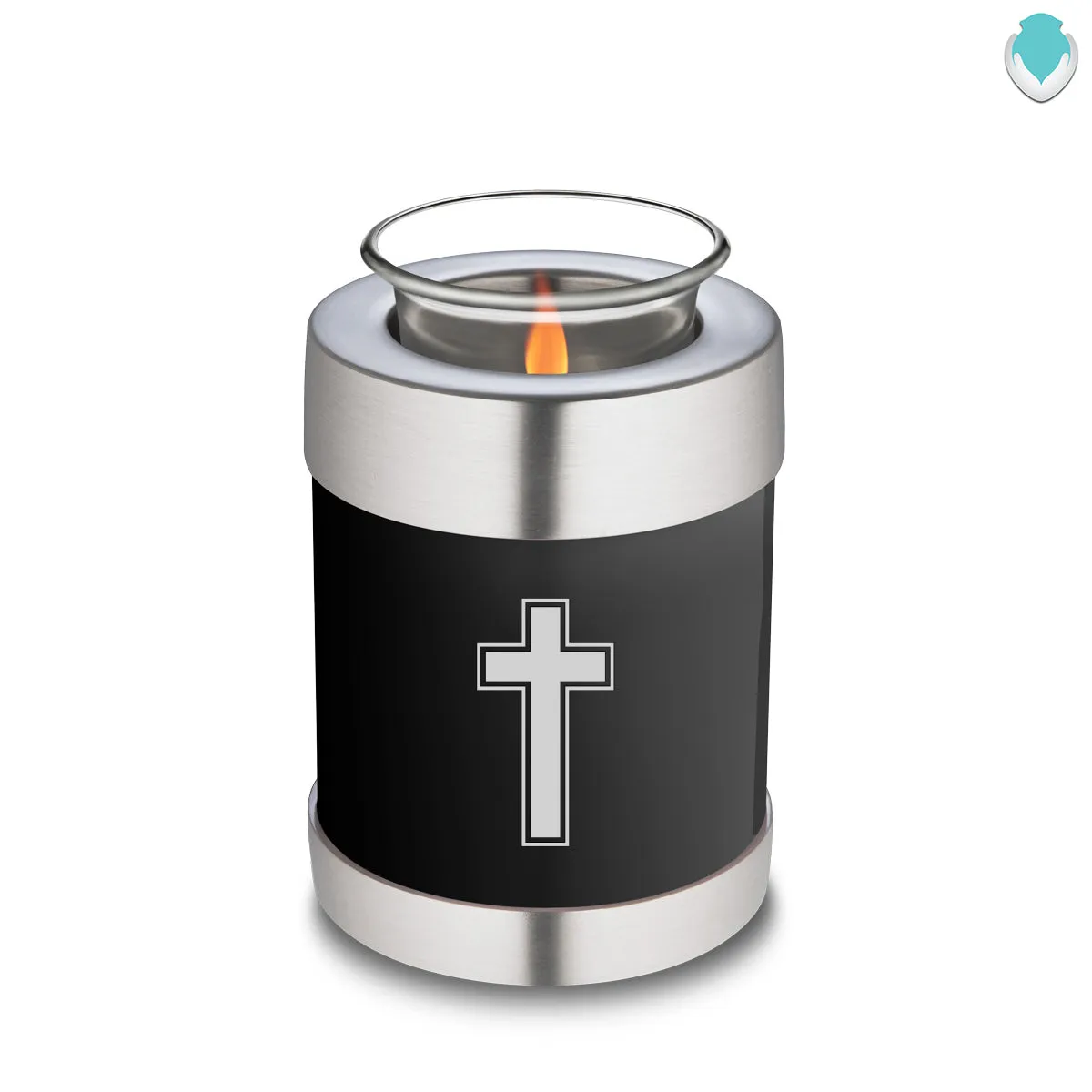 Candle Holder Embrace Black Simple Cross Cremation Urn