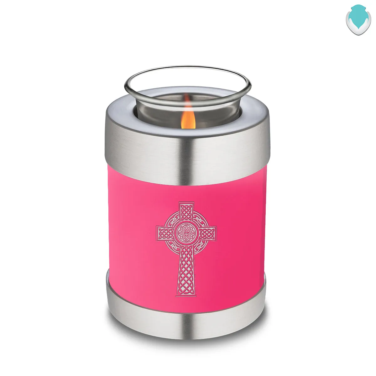 Candle Holder Embrace Bright Pink Celtic Cross Cremation Urn