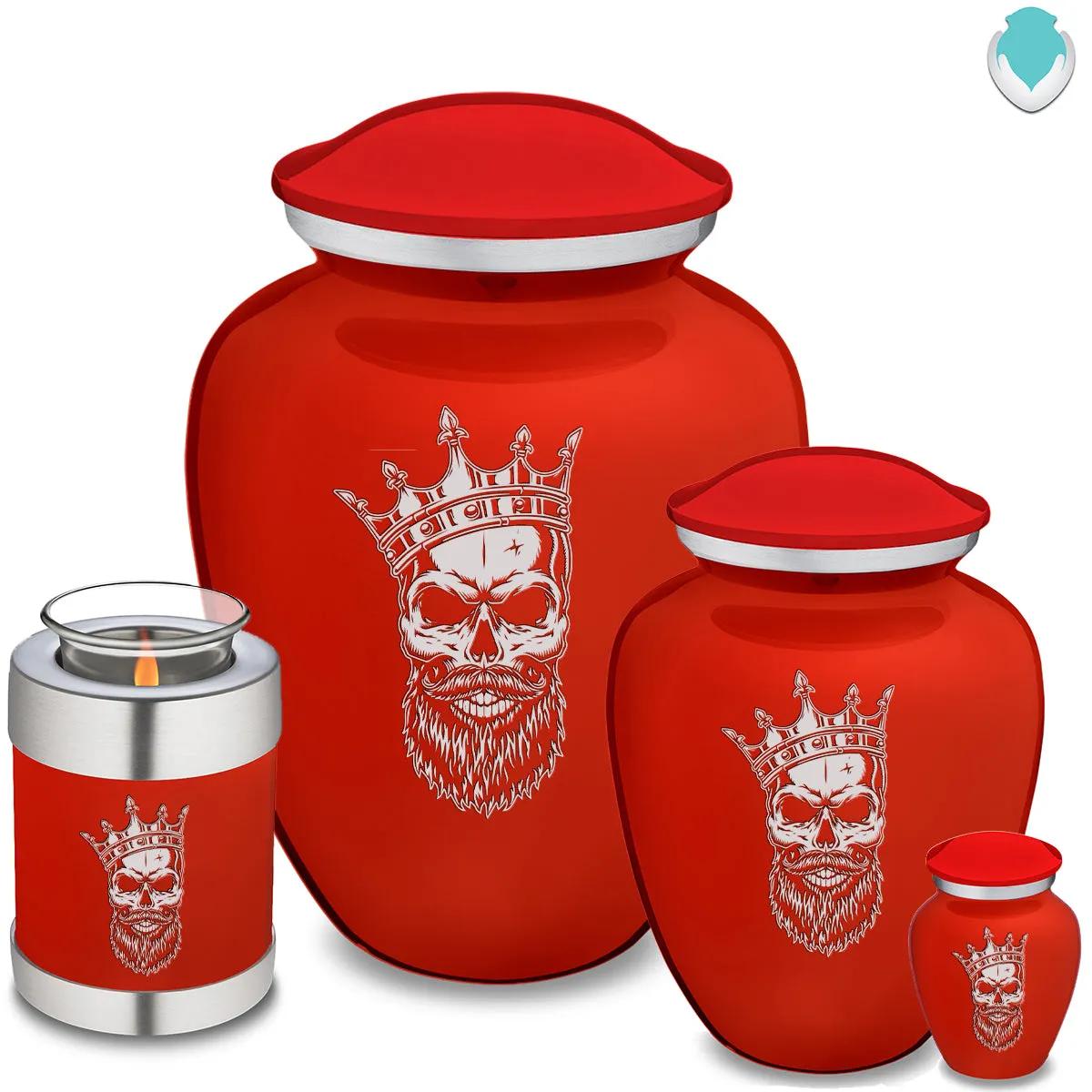 Candle Holder Embrace Bright Red Skull Cremation Urn