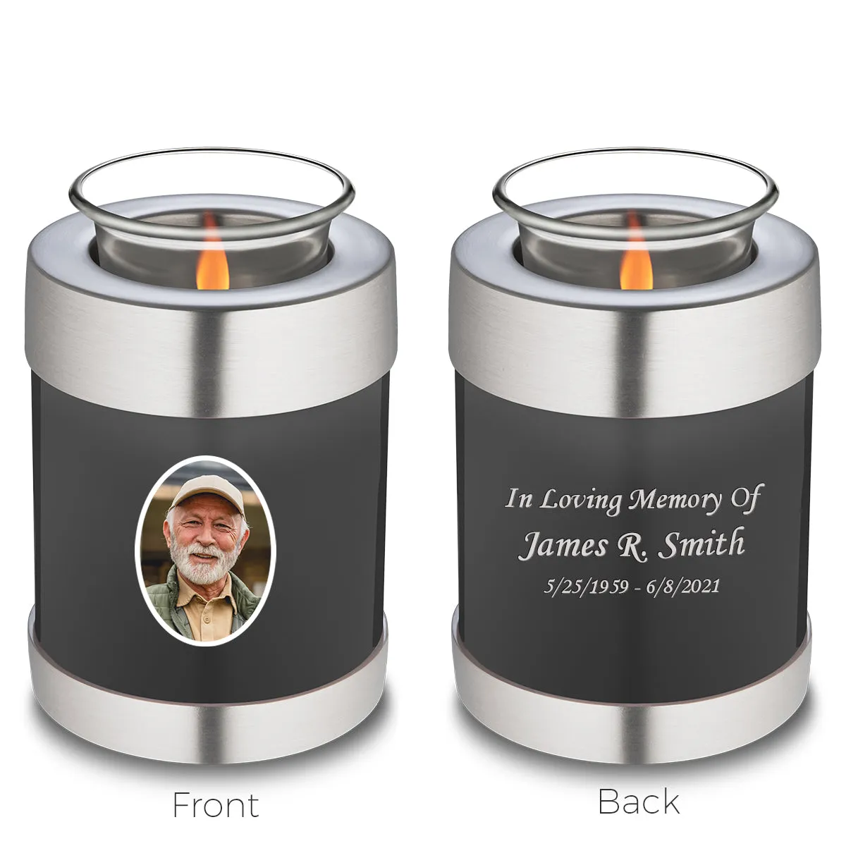 Candle Holder Embrace Charcoal Portrait Cremation Urn