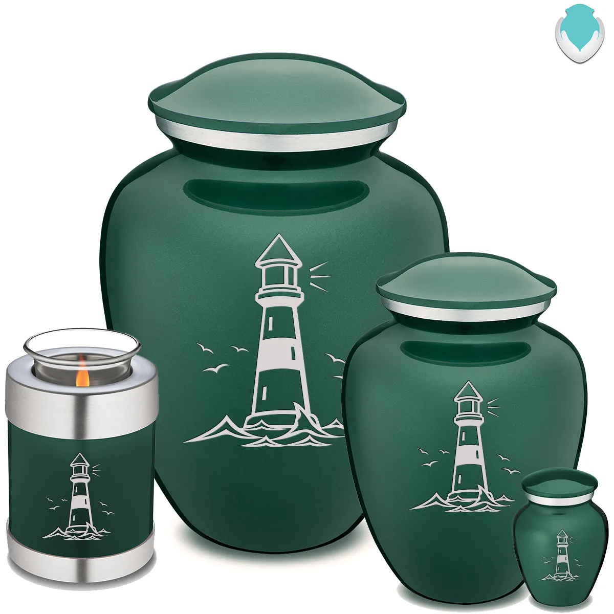 Candle Holder Embrace Green Lighthouse Cremation Urn