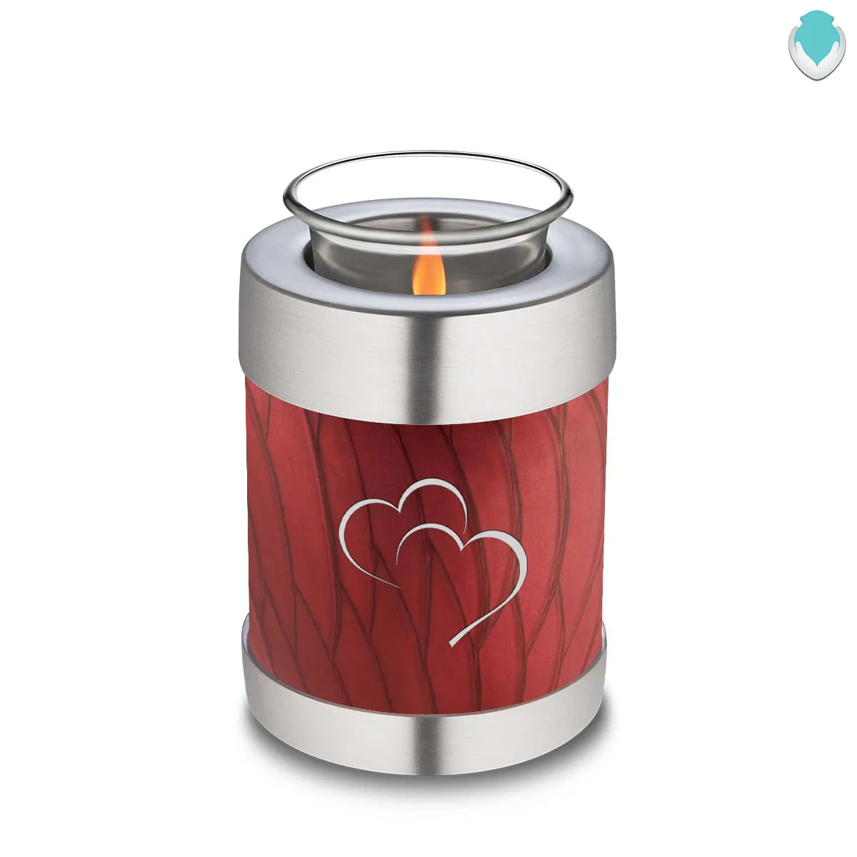 Candle Holder Embrace Pearl Candy Red Hearts Cremation Urn
