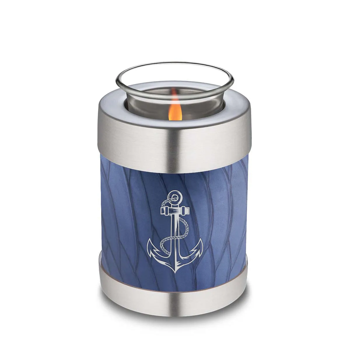 Candle Holder Embrace Pearl Cobalt Blue Anchor Cremation Urn
