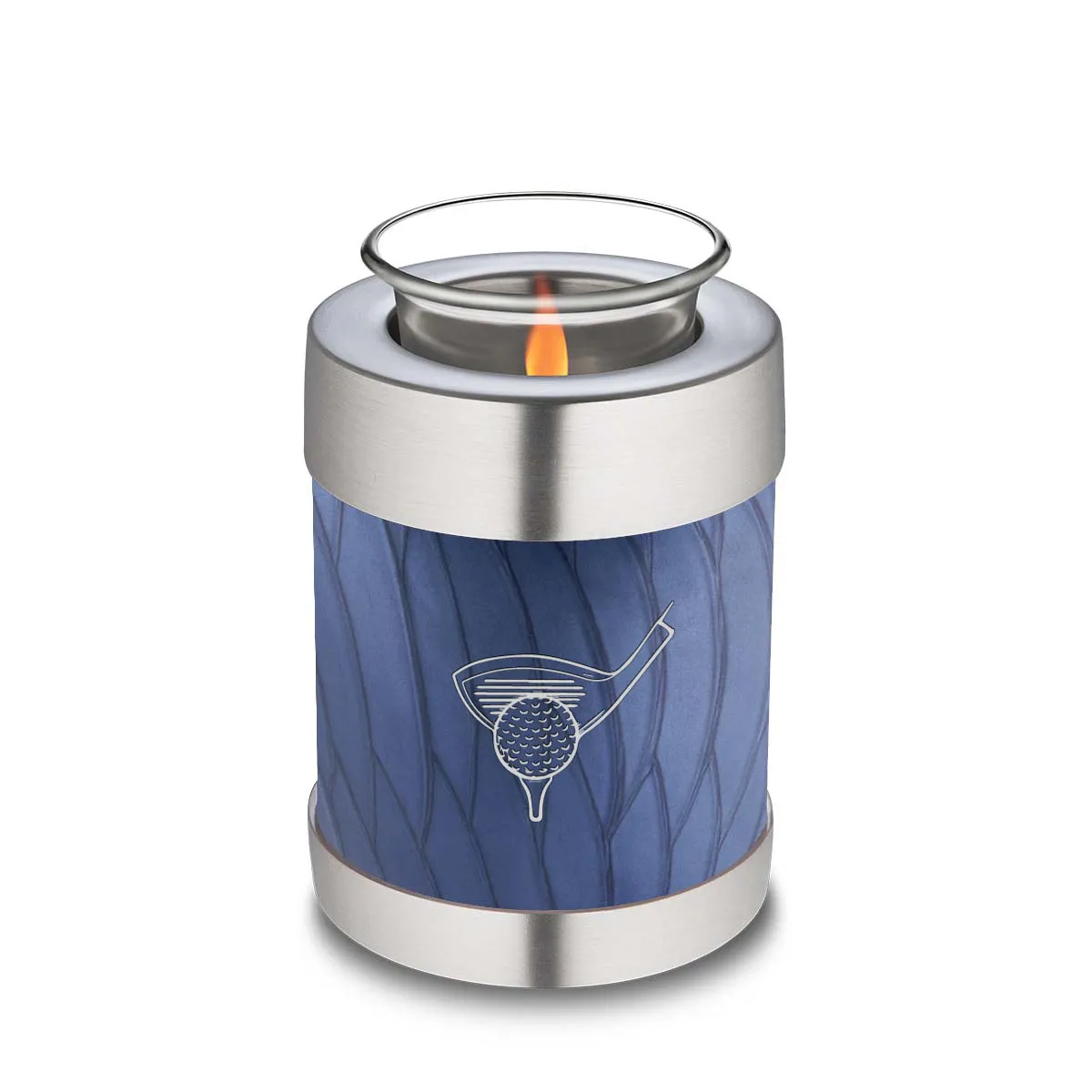 Candle Holder Embrace Pearl Cobalt Blue Golfer Cremation Urn