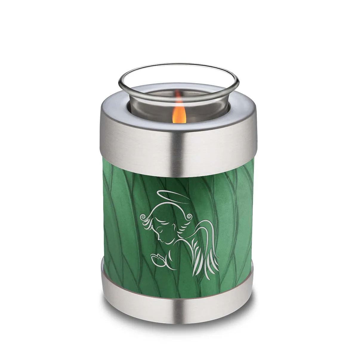 Candle Holder Embrace Pearl Green Angel Cremation Urn