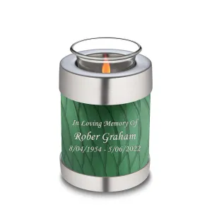 Candle Holder Embrace Pearl Green Custom Engraved Text Cremation Urn