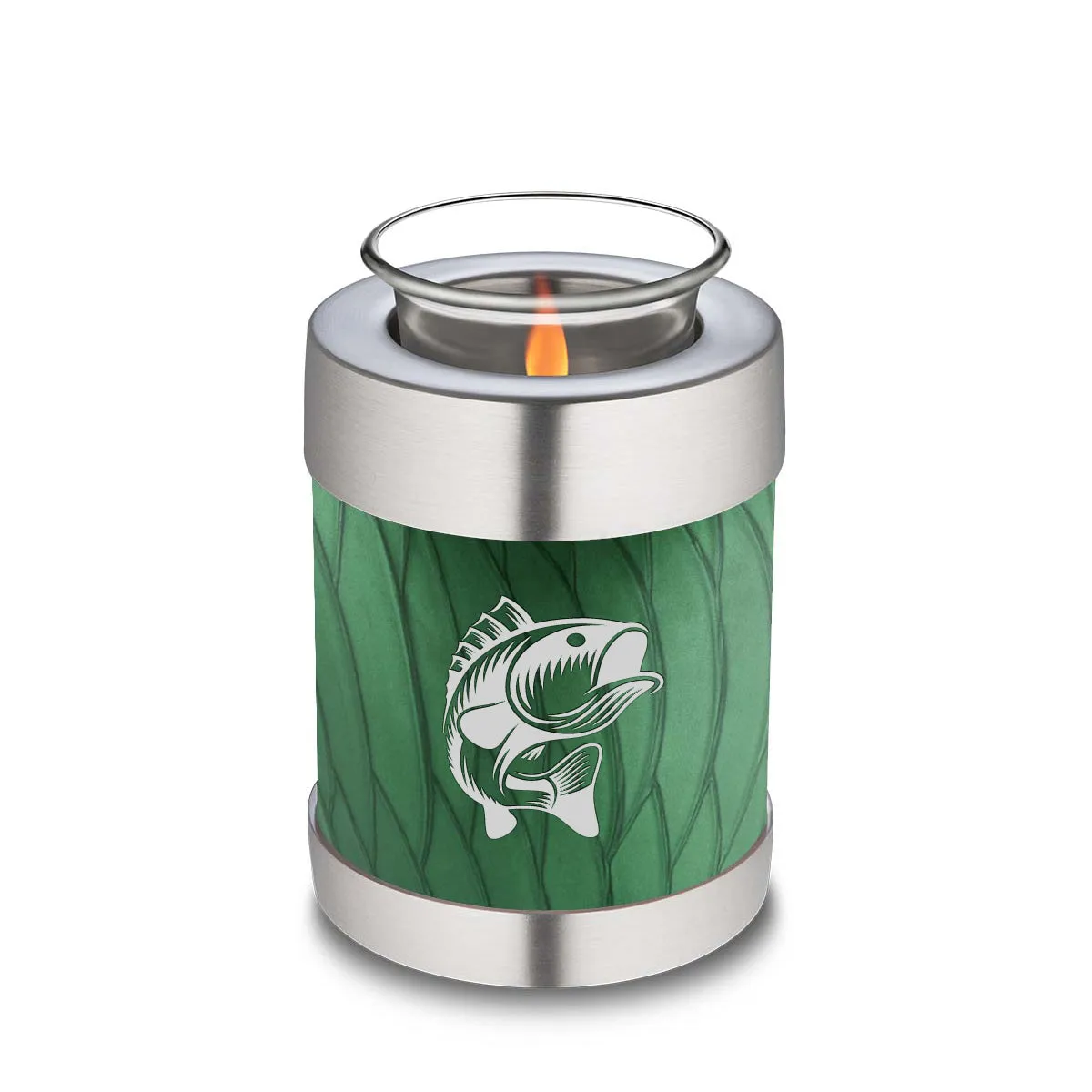 Candle Holder Embrace Pearl Green Fishing Cremation Urn