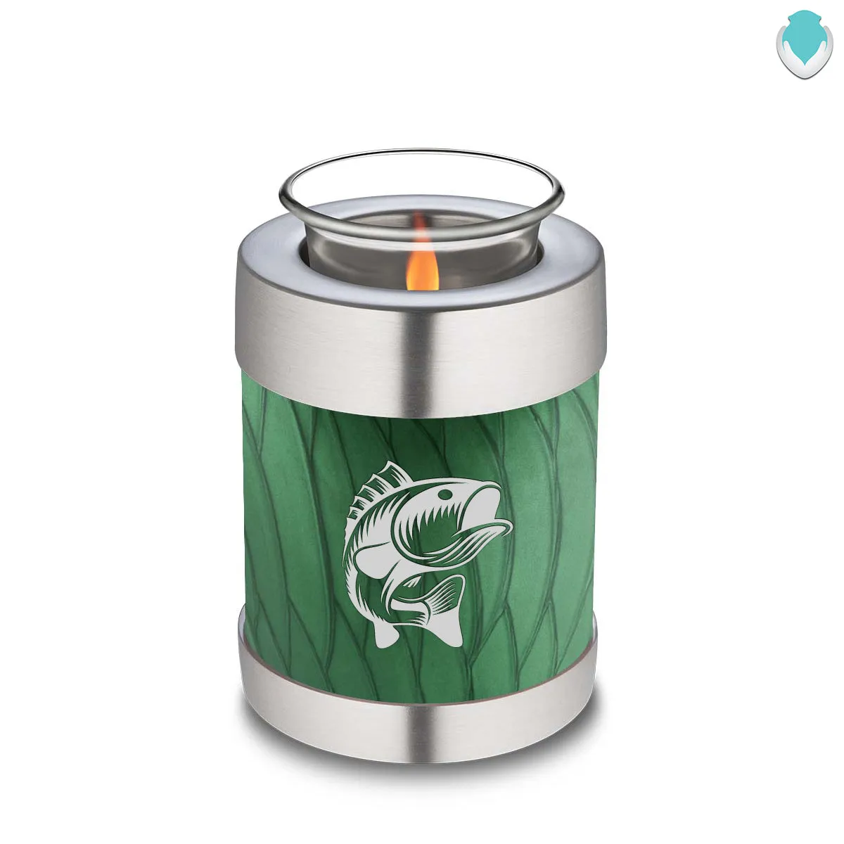 Candle Holder Embrace Pearl Green Fishing Cremation Urn