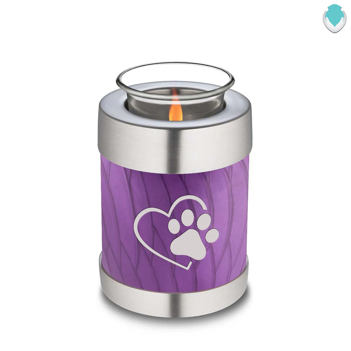 Candle Holder Embrace Pearl Purple Single Paw Heart Pet Cremation Urn