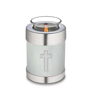 Candle Holder Embrace Pearl White Simple Cross Cremation Urn