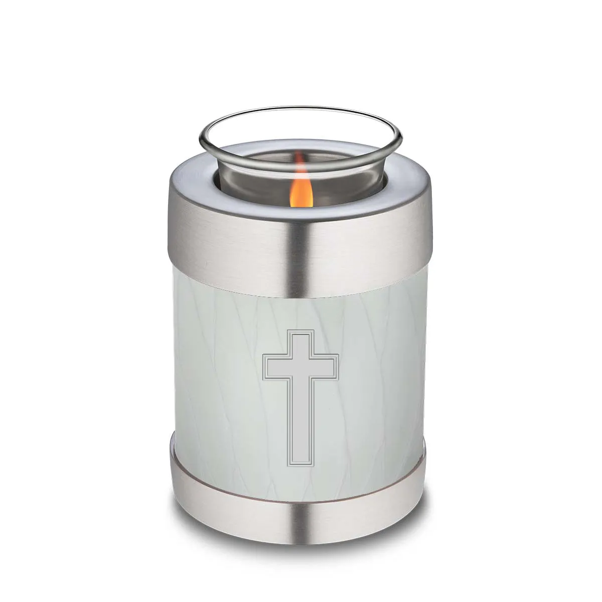 Candle Holder Embrace Pearl White Simple Cross Cremation Urn