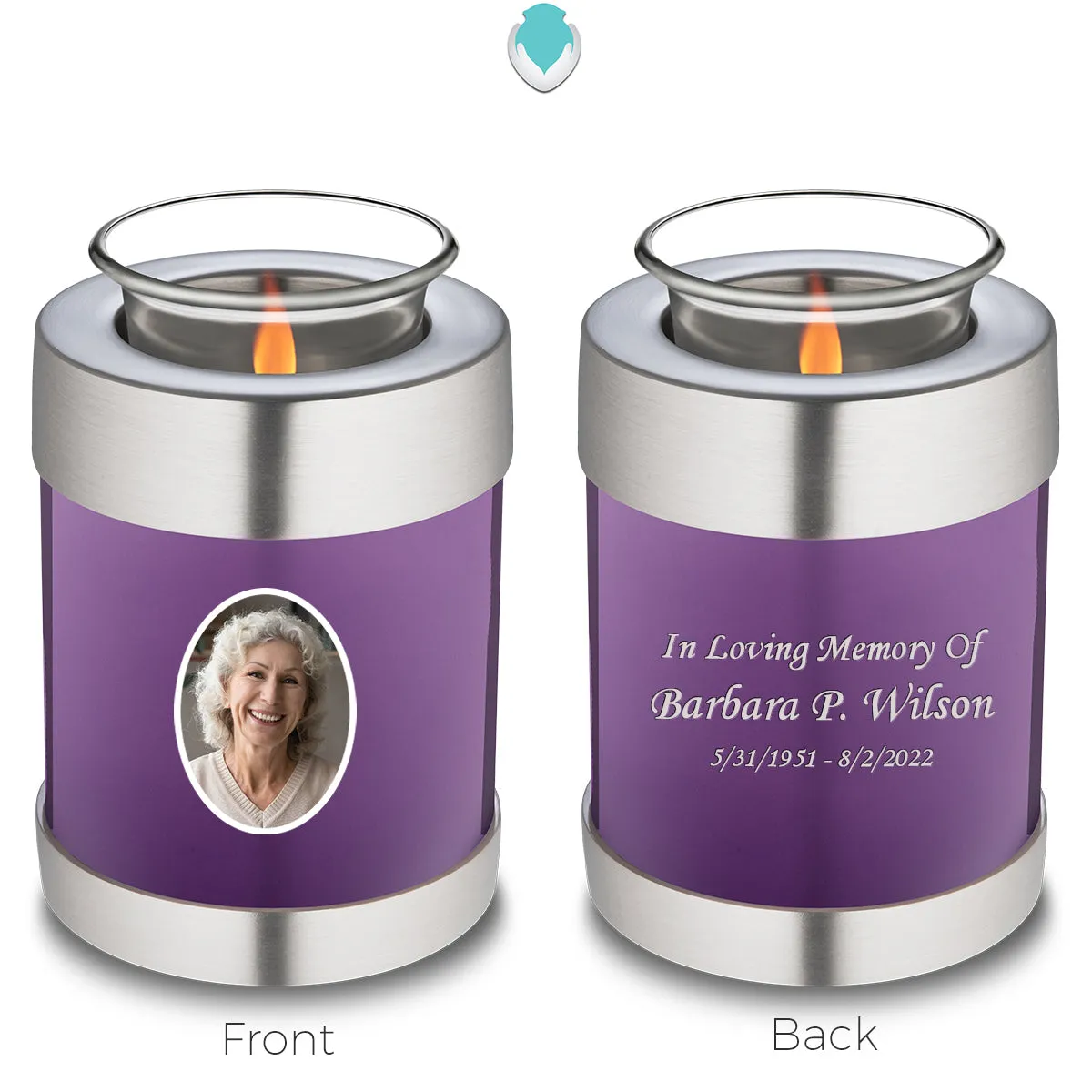 Candle Holder Embrace Purple Portrait Cremation Urn