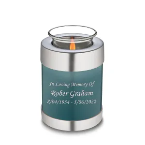 Candle Holder Embrace Teal Custom Engraved Text Cremation Urn