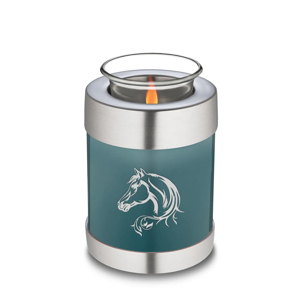 Candle Holder Embrace Teal Horse Cremation Urn