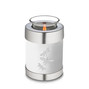 Candle Holder Embrace White Dragonflies Cremation Urn