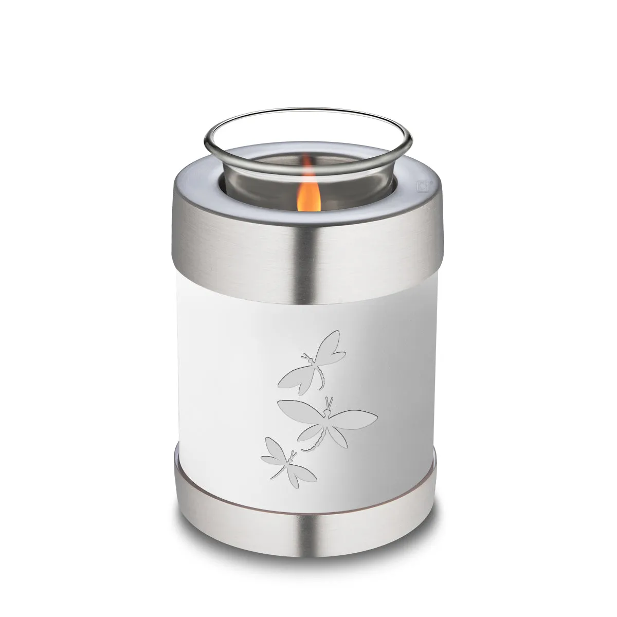 Candle Holder Embrace White Dragonflies Cremation Urn