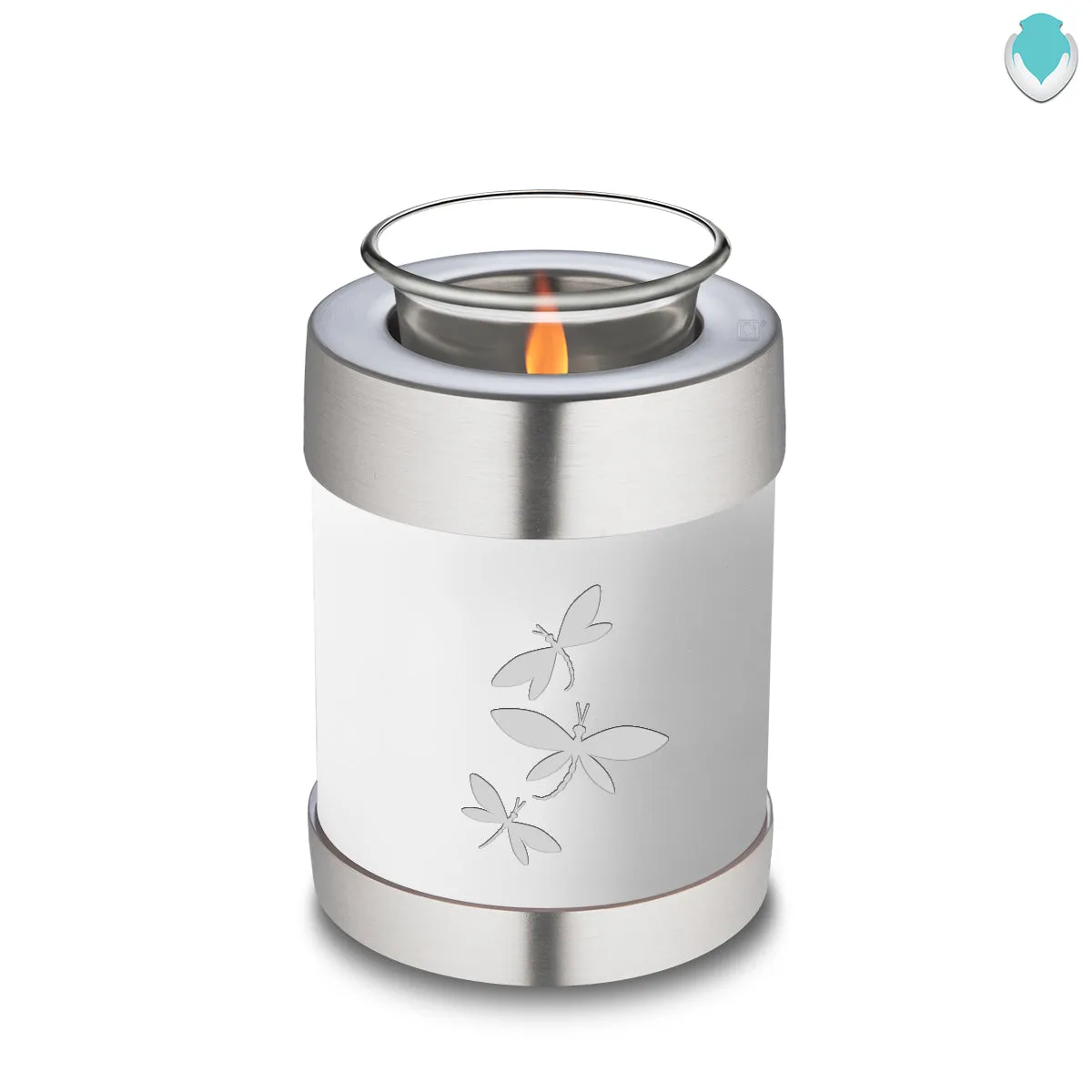 Candle Holder Embrace White Dragonflies Cremation Urn