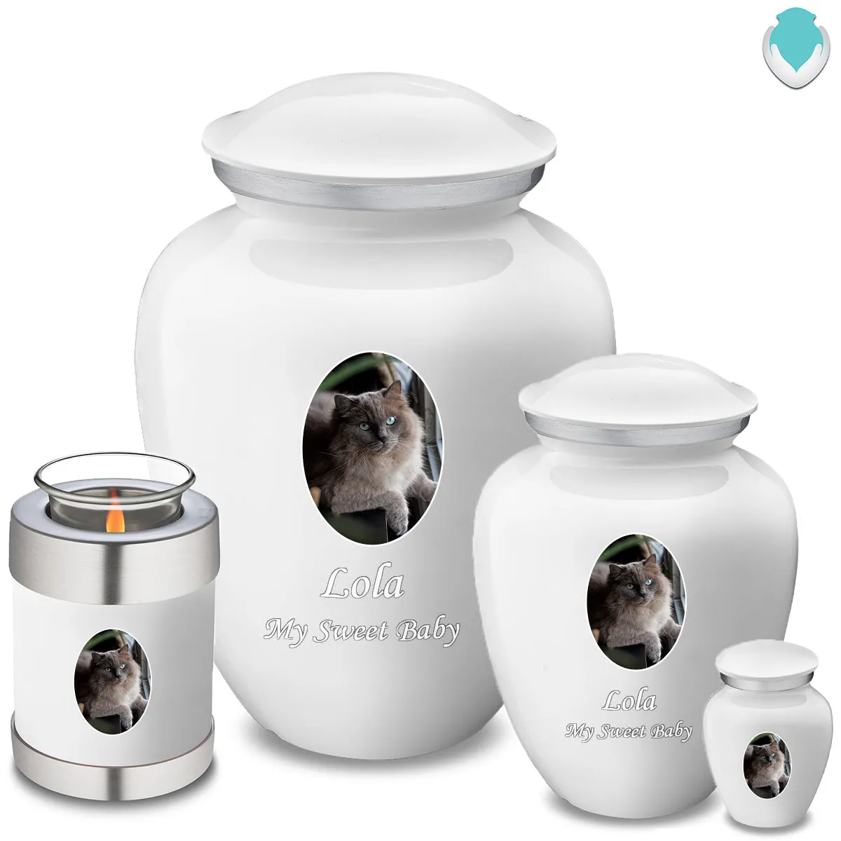 Candle Holder Pet Embrace White Portrait Cremation Urn