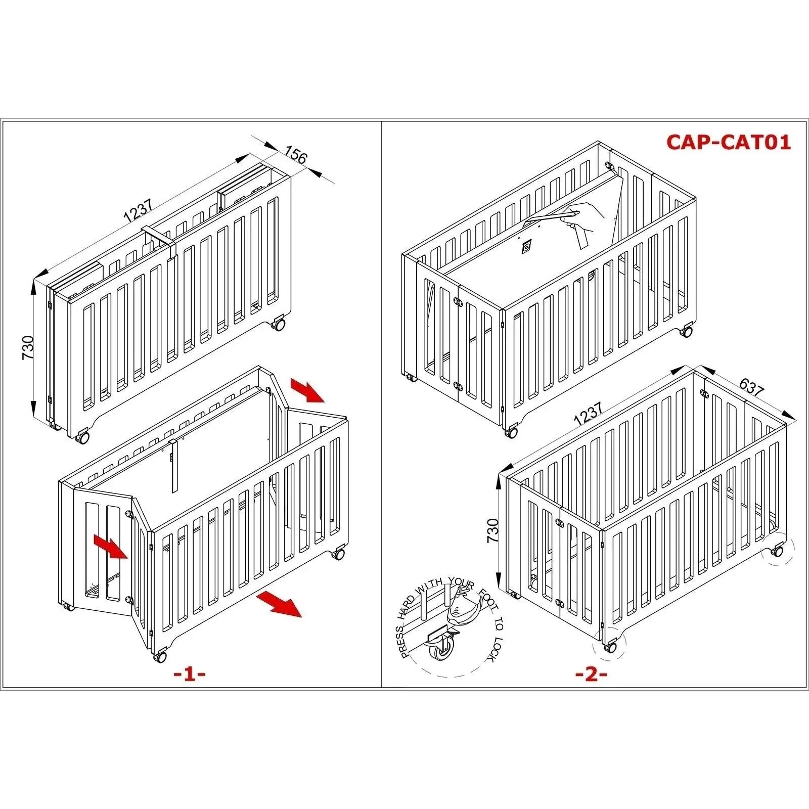 Caploonba Folding MDF Crib 60x120cm - White