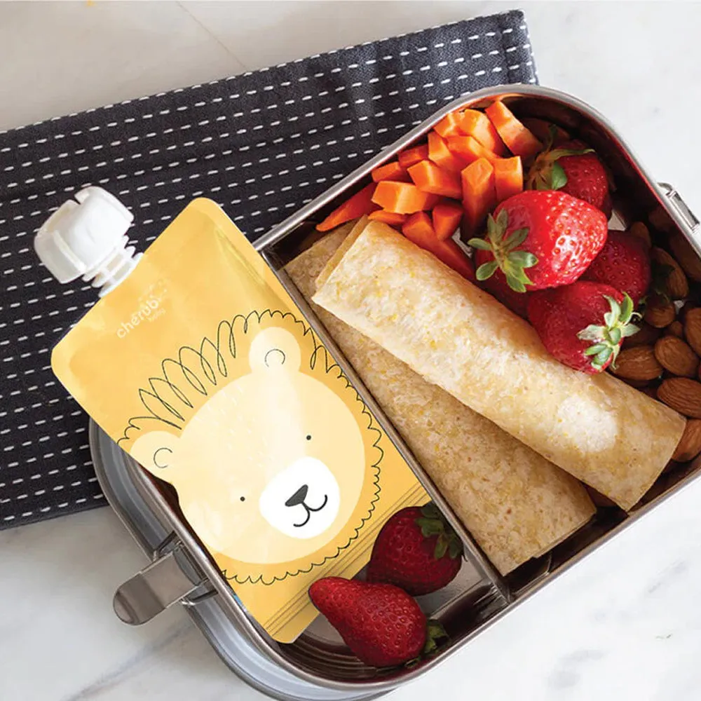Cherub Baby On The Go Reusable Animal Food Pouches 150ml