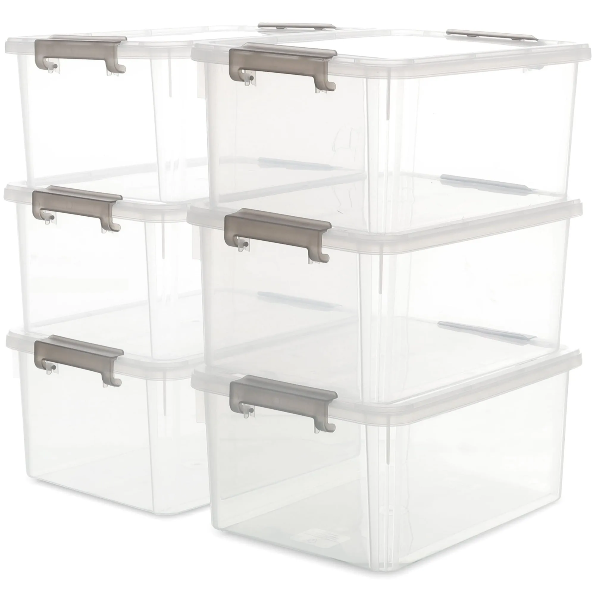 Citylife WALX-6319PC6GM 17 QT Plastic Storage Bins w/Lids Large Stackable, Clear (6 Pack) 15.9x11.6x7.3"