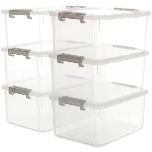 Citylife WALX-6319PC6GM 17 QT Plastic Storage Bins w/Lids Large Stackable, Clear (6 Pack) 15.9x11.6x7.3"